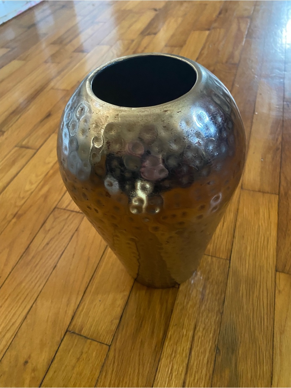 Hammered Metallic Decorative Vase in Bronze